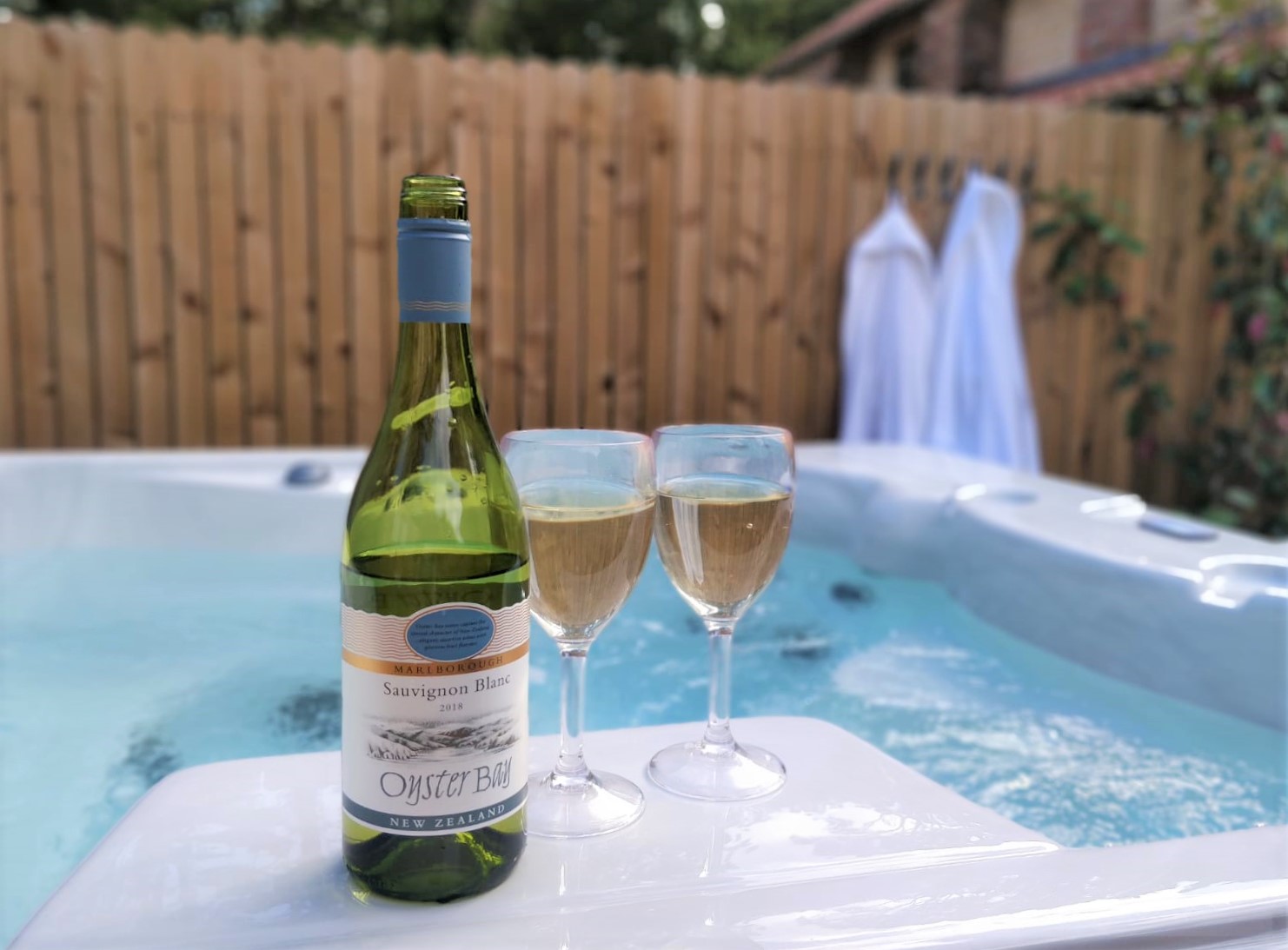 Wine at the Hot Tub