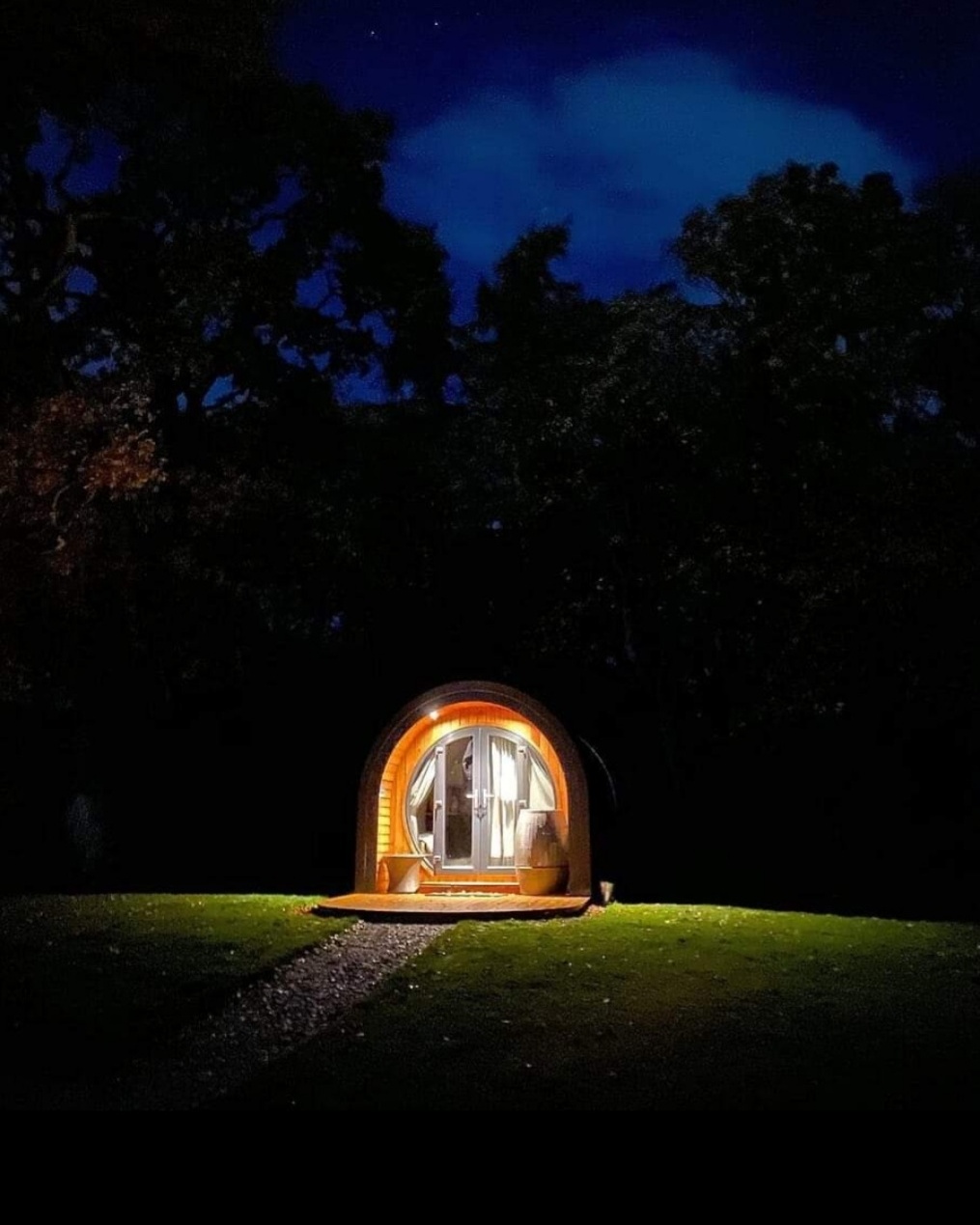 A Glamping Pod at Night